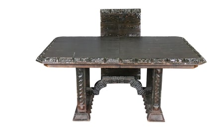 VINTAGE CARVED WITCO DINING TABLE