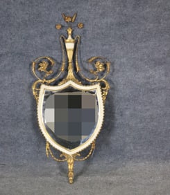ITALIAN GILT & PAINTED SHIELD MIRROR