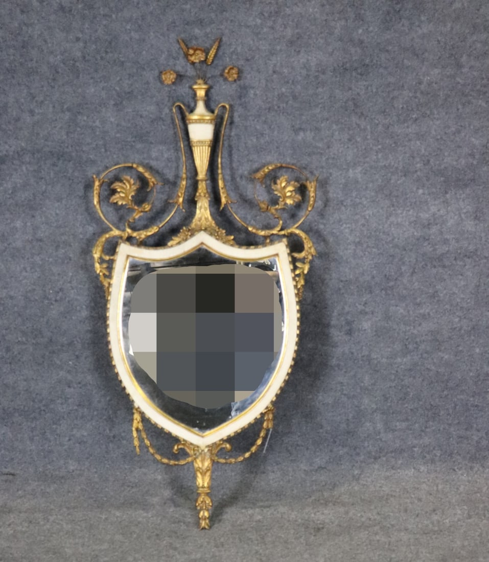 ITALIAN GILT & PAINTED SHIELD MIRROR (1 of 9)