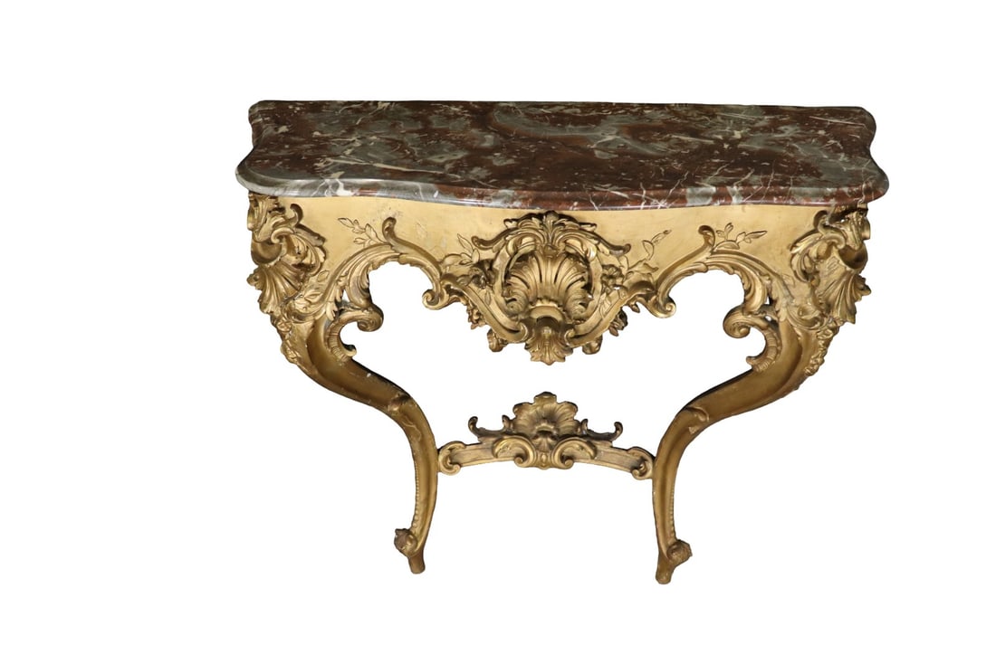 LOUIS XV STYLE GILT MARBLE TOP CONSOLE (1 of 10)