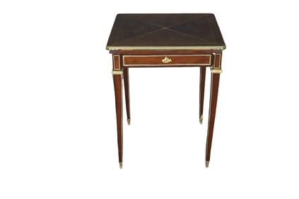 LOUIS XVI STYLE BRASS MOUNTED NAPKIN TABLE