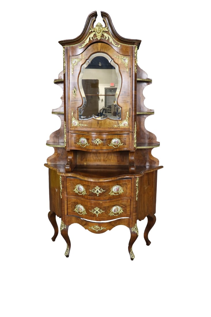 2 PIECE INLAID 2 DRAWER CABINET WITH MIRRORED TOP (1 of 17)