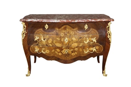 LOUIS XV STYLE BRONZE MOUNTED BOMBAY MARBLETOP COMMODE