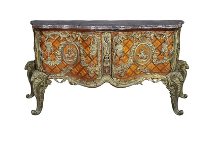 FRENCH LOUIS XV STYLE BRONZE MOUNTED COMMODE AFTER MODEL ANTOINE GAUDREAUX