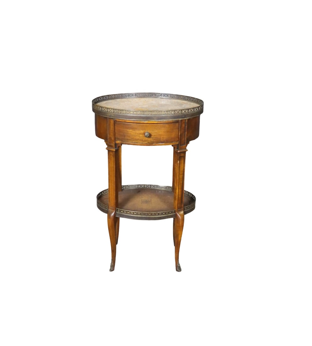 THEODORE ALEXANDER MARBLE TOP 2 TIER END TABLE (1 of 14)