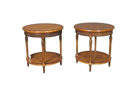 PAIR JONATHAN CHARLES NAPOLEON III STYLE CIRCULAR END TABLES