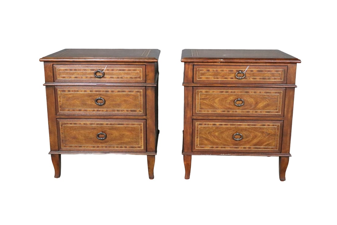 PAIR THEODORE ALEXANDER BROOKSBY 3 DRAWER NIGHT STANDS (1 of 11)