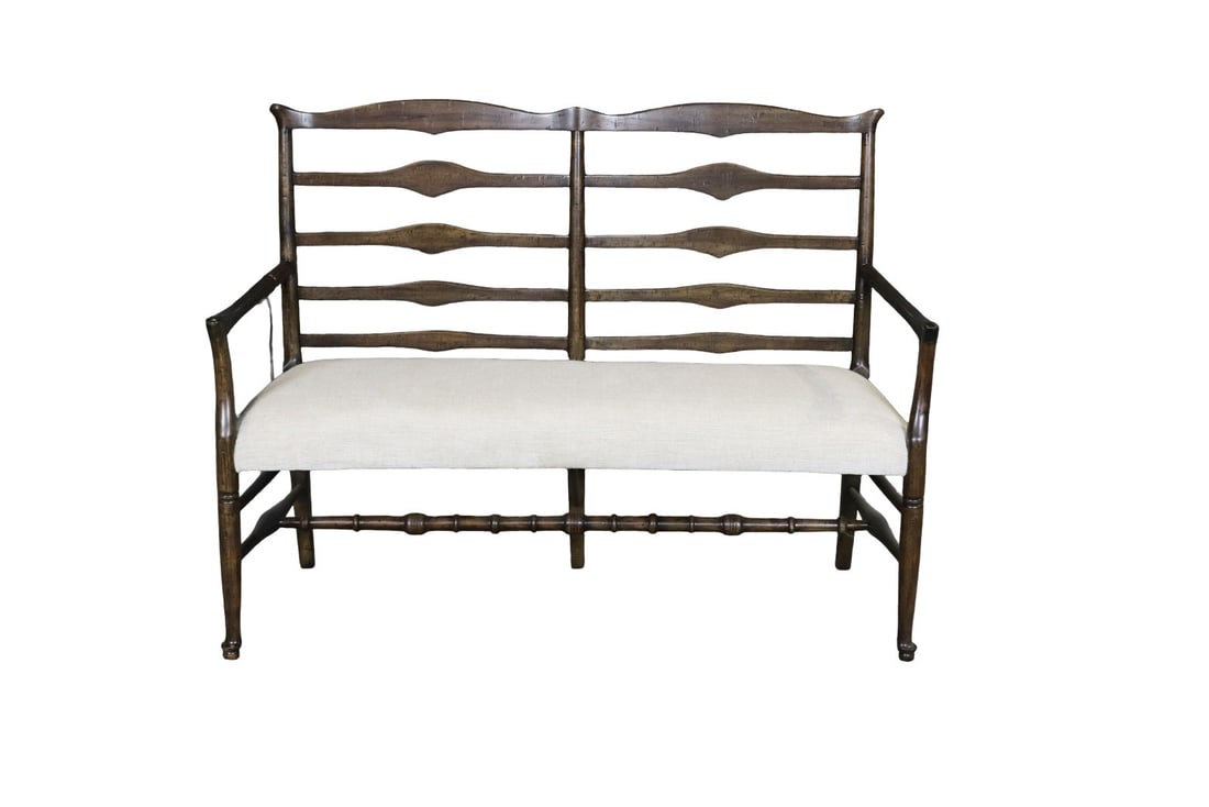 JONATHAN CHARLES DISTRESSED LADDER BACK LOVESEAT (1 of 6)