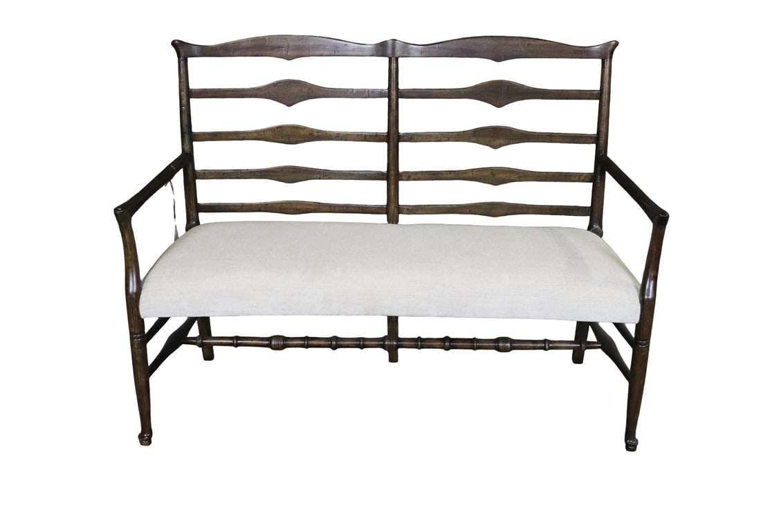 JONATHAN CHARLES DISTRESSED LADDER BACK LOVESEAT (1 of 7)