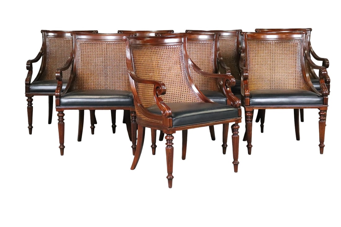 8 THEODORE ALEXANDER CANE BACK & LEATHER ARMCHAIRS (1 of 13)