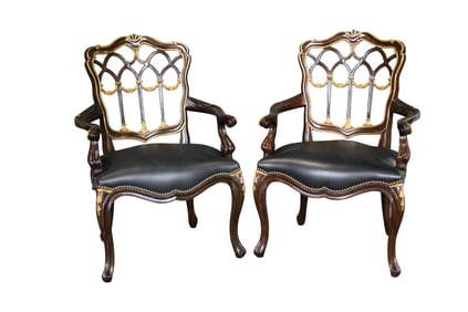 PAIR THEODORE ALEXANDER UPHOLSTERED ARMCHAIRS