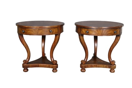 PAIR THEODORE ALEXANDER ROUND ACCENT TABLES