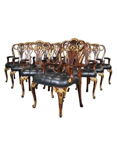 10 THEODORE ALEXANDER LOUIS XVI STYLE MAHOGANY & LEATHER ARM CHAIRS