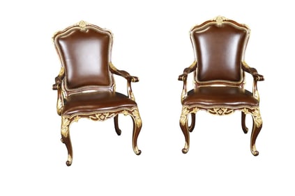 PAIR SCARBOROUGH HOUSE LEATHER ARM CHAIRS