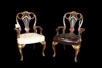 COMPANION PAIR THEODORE ALEXANDER LOUIS XVI STYLE ARMCHAIRS
