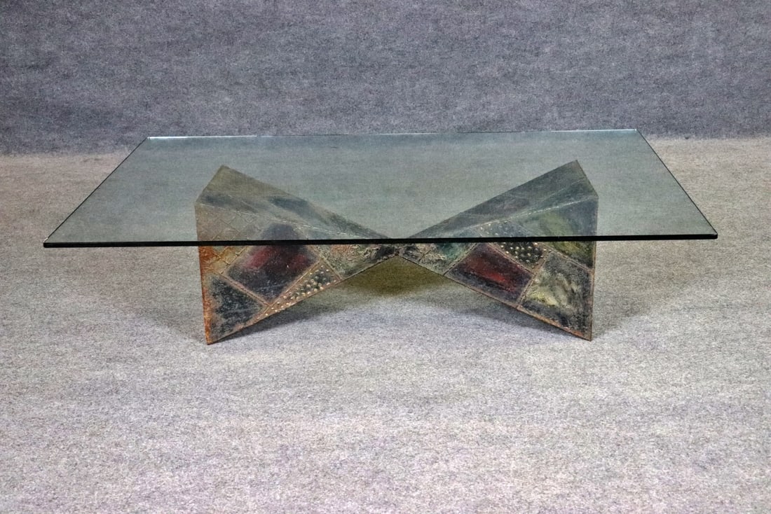 SIGNED PAUL EVANS GLASS TOP COFFEE TABLE (1 of 10)