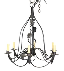 STUDIO STEEL WROUGHT IRON 6 LIGHT CHANDELIER