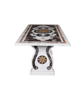 PIETRA DURA 3 PIECE MARBLE TOP DINING TABLE