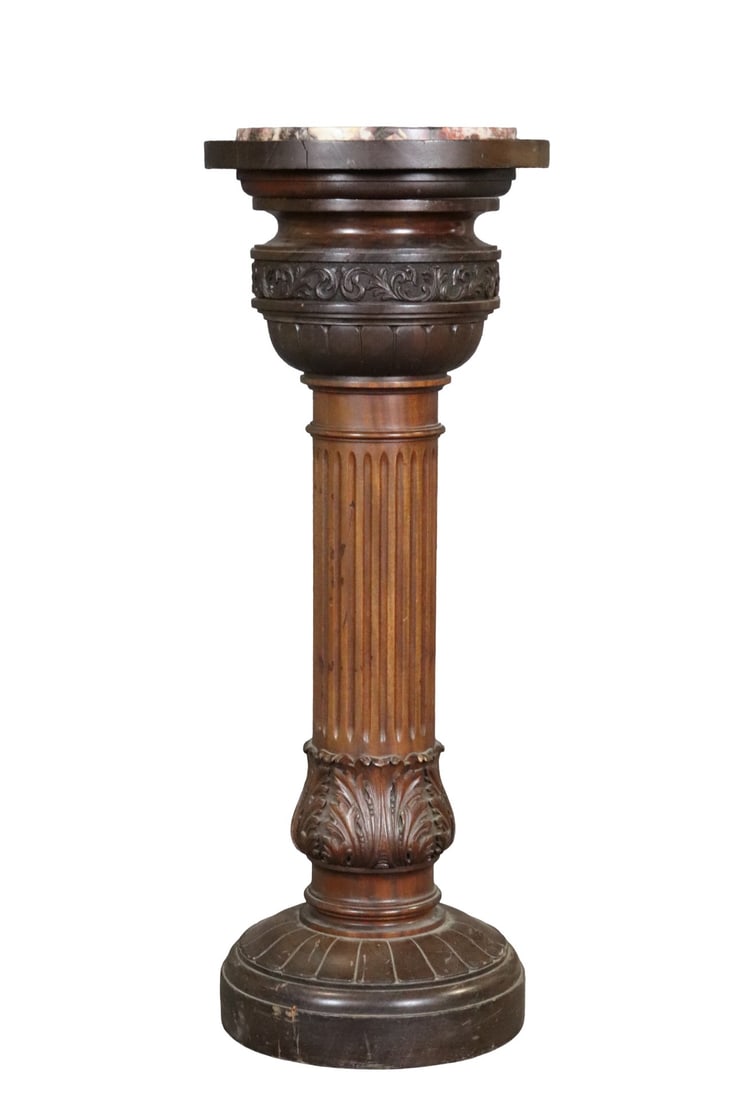 VICTORIAN MARBLE TOP CARVED PEDESTAL (1 of 10)
