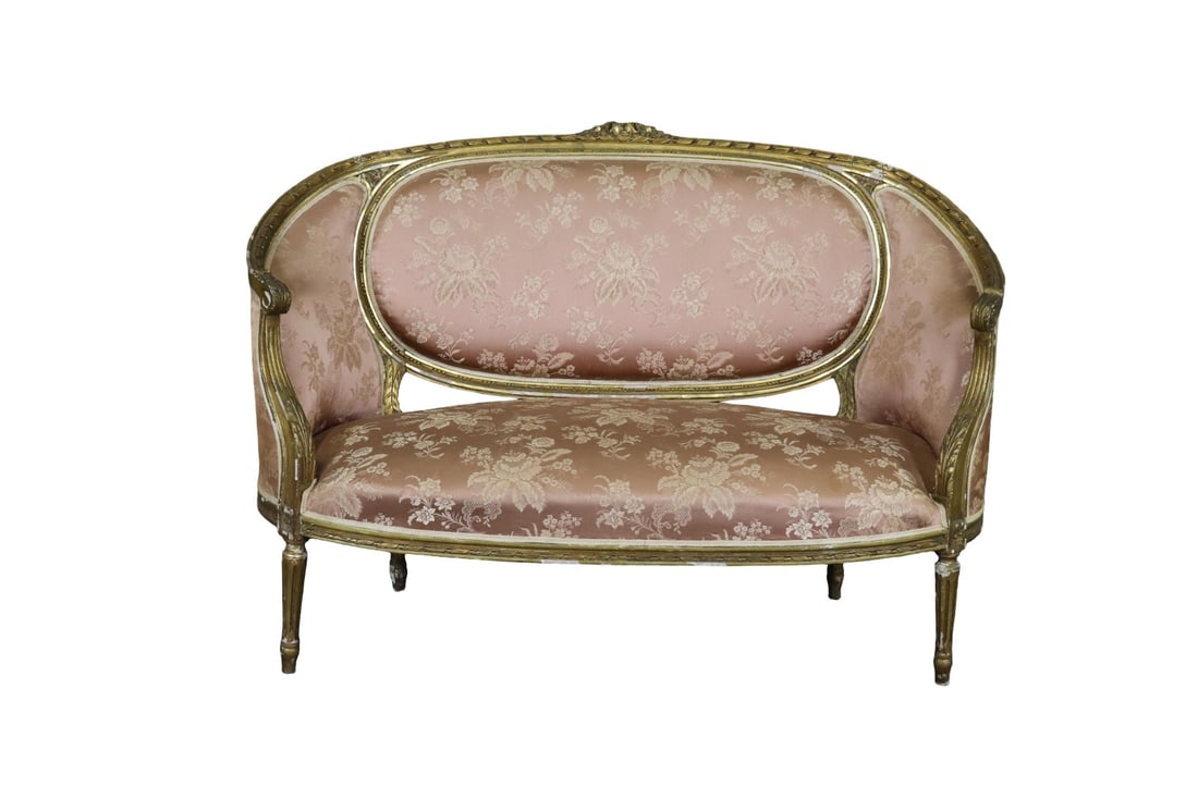 LOUIS XVI STYLE GILT SETTEE (1 of 13)