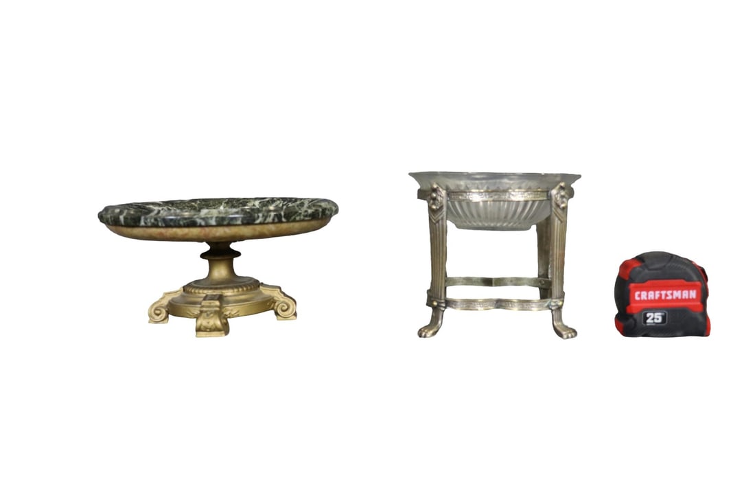 BRONZE & MARBLE CENTER PIECE & SILVERPLATED & GLASS CENTERPIECE (1 of 11)