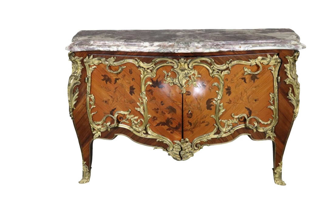 FRENCH BRONZE MOUNTED MARBLE TOP 2 DOOR COMMODE AFTER LINKE (1 of 20)