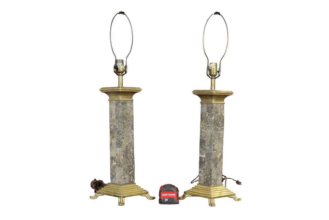 PAIR BRASS ART DECO LAMPS (1 of 8)
