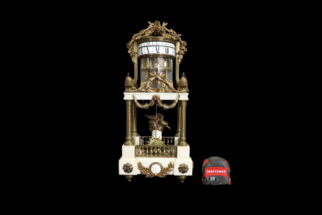 19TH C BRONZE & MARBLE ROTARY CLOCK (1 of 10)