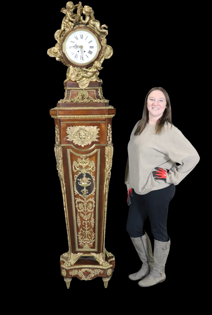 PALACE SIZE BRONZE MOUNTED CHERUB FIGURAL GRANDFATHER CLOCK (1 of 15)