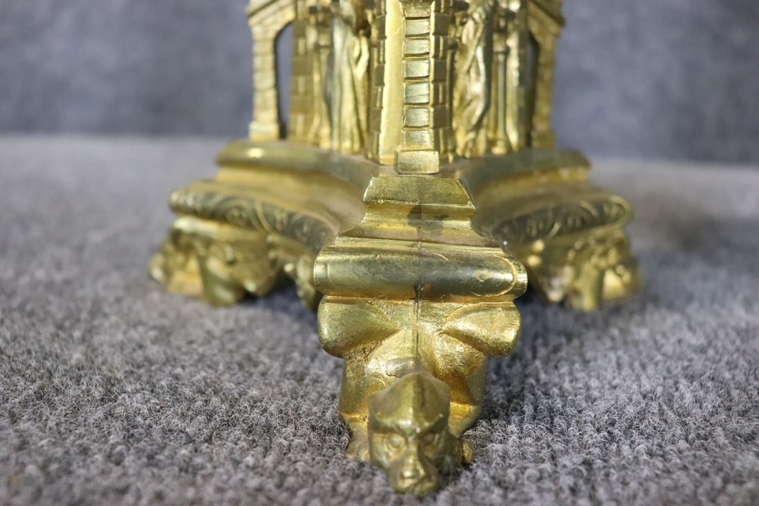 PAIR GOTHIC BRONZE CANDLESTICKS - 9