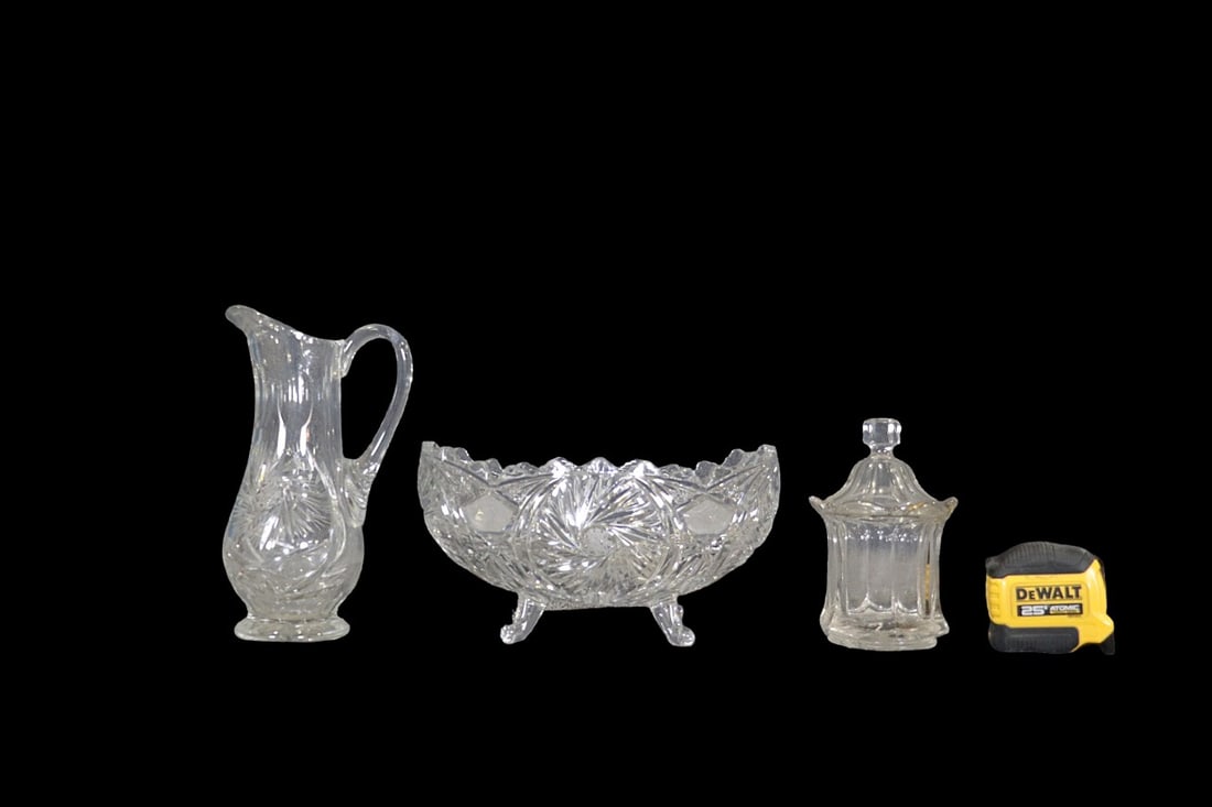 CRYSTAL CENTERPIECE, LIDDED JAR & PITCHER (1 of 14)