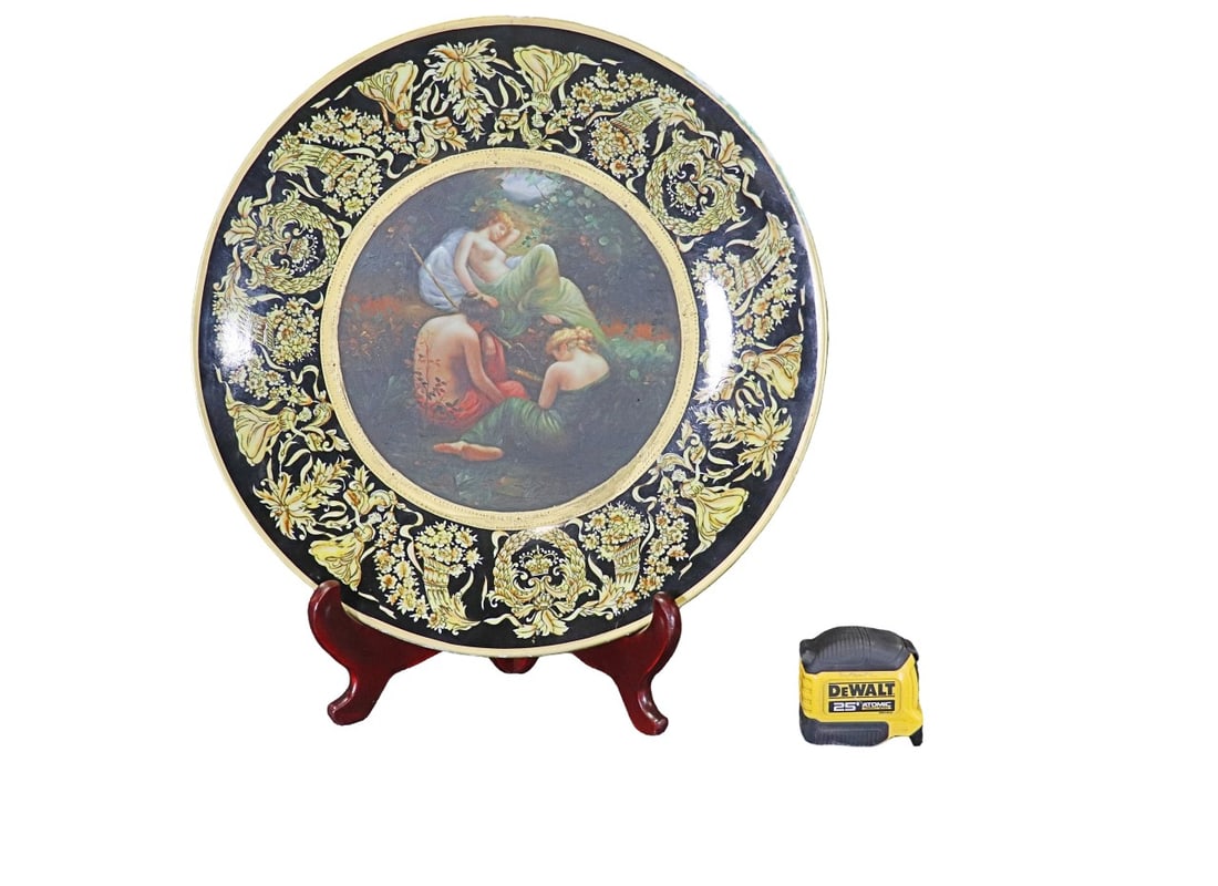 SIGNED PORCELAIN PLATE: Signed illegibly. Porcelain. 2 1/4" h x 17 3/4" diameter.