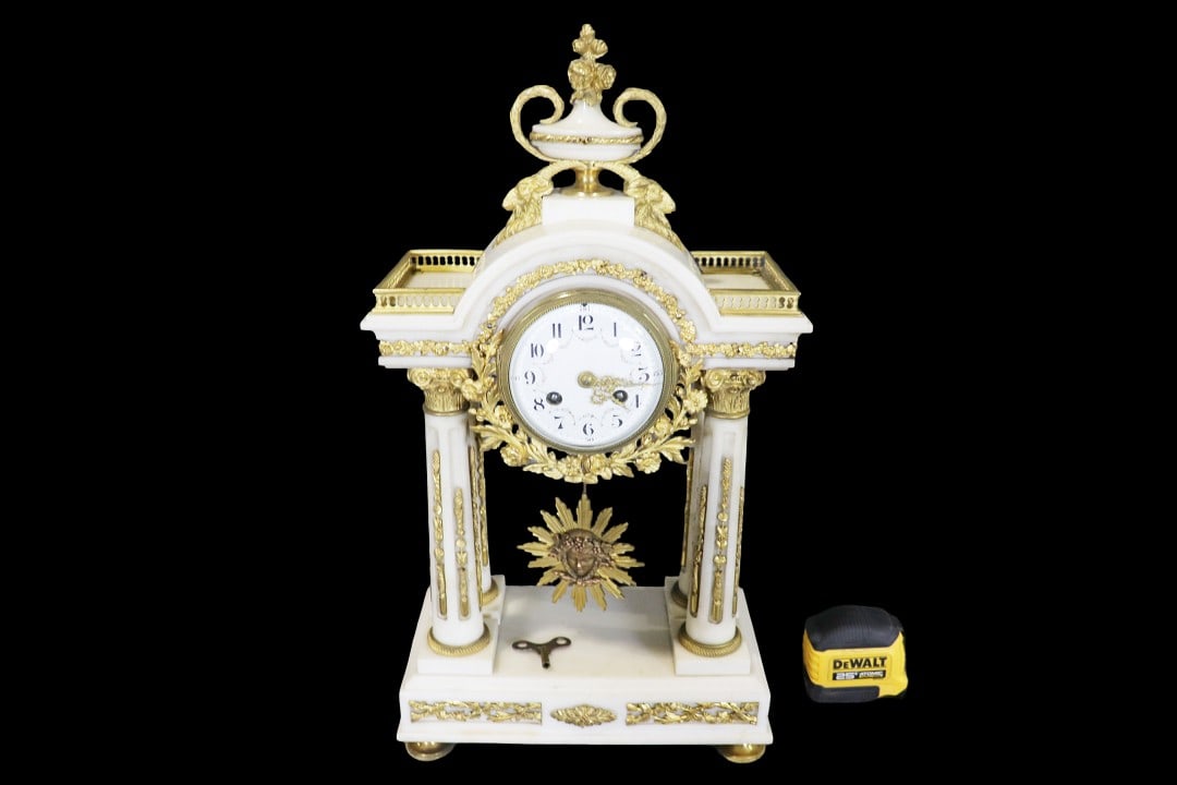 LOUIS XVI STYLE BRONZE MOUNTED & MARBLE CLOCK (1 of 11)