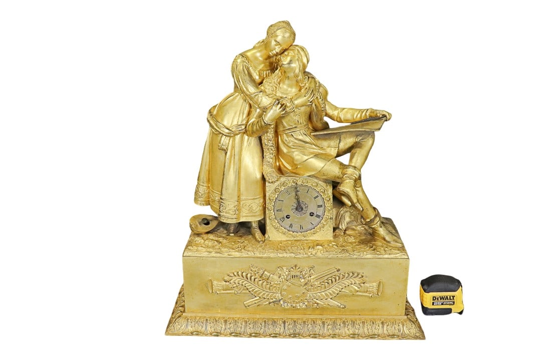 LARGE BRONZE FIGURAL MANTEL CLOCK (1 of 9)