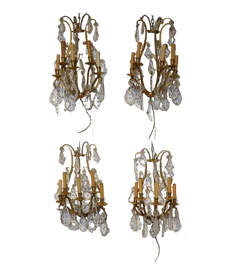 4 BRONZE & CRYSTAL WALL SCONCES (1 of 9)