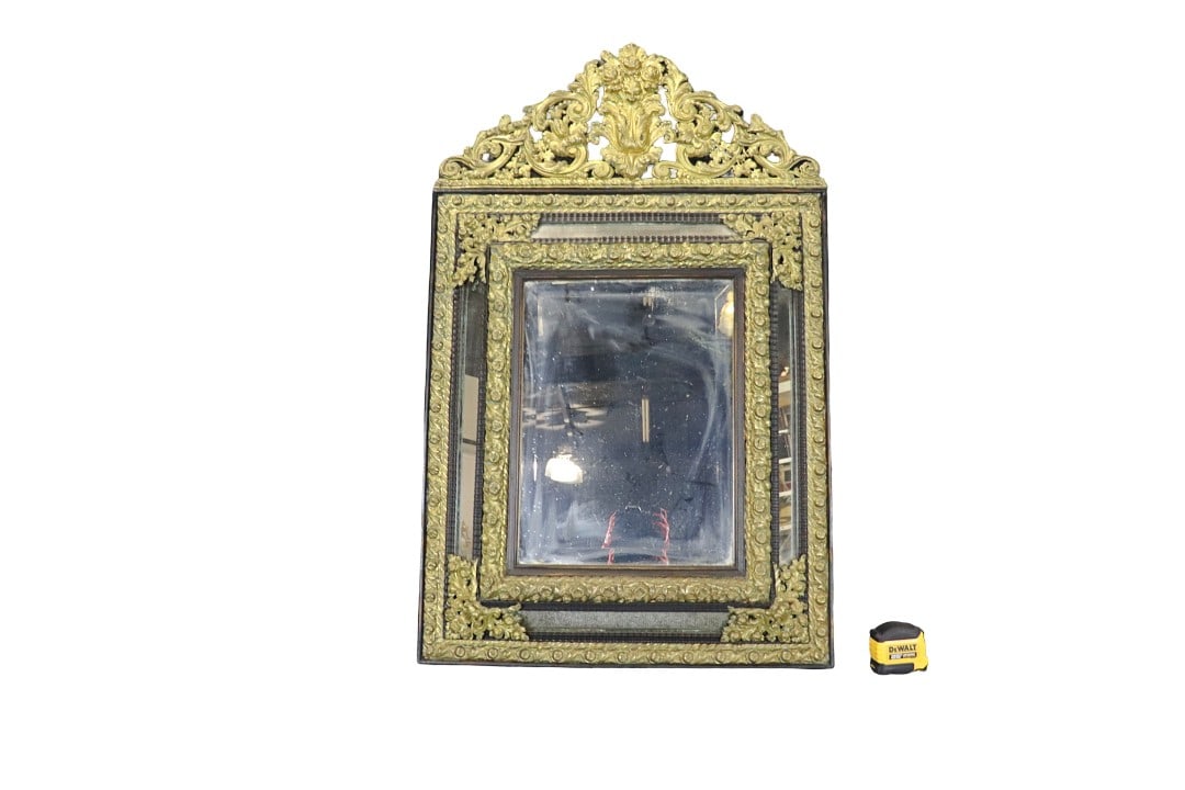 19TH C CONTINENTAL BRASS MIRROR (1 of 12)