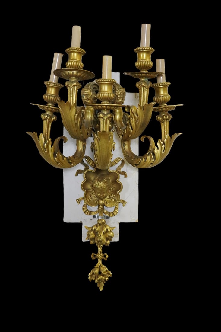 PALACE SIZE DORE BRONZE 5 ARM SINGLE CANDELABRA (1 of 7)