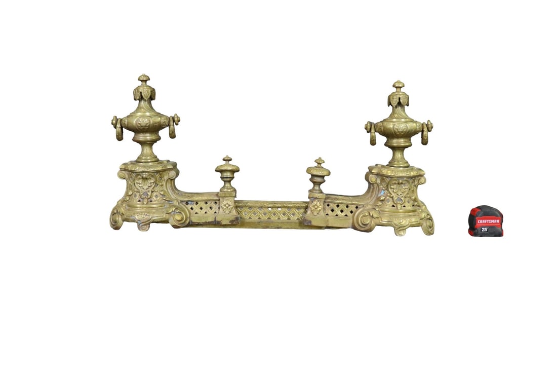 FRENCH 19TH C BRONZE 3 PIECE ANDIRONS (1 of 10)