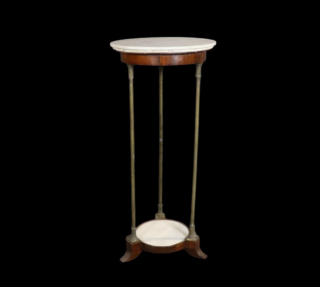 EMPIRE STYLE MARBLE TOP PEDESTAL TABLE (1 of 8)