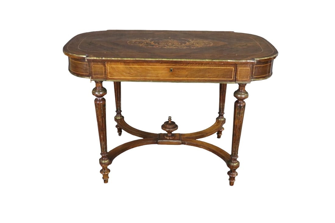 ENGLISH MAHOGANY INLAID CENTER HALL TABLE (1 of 13)