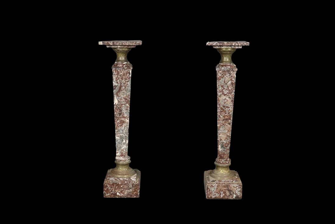 PAIR ROUGE MARBLE PEDESTALS (1 of 10)