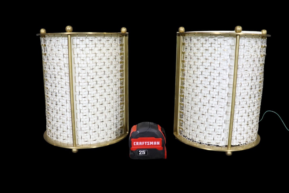 PAIR BRASS & CRYSTAL WALL SCONCES (1 of 9)