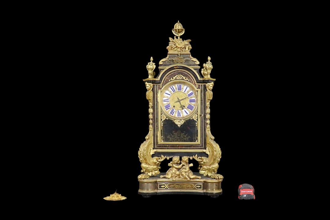 MAGNIFICANT 19TH C BRONZE MOUNTED FIGURAL MANTEL CLOCK (1 of 16)