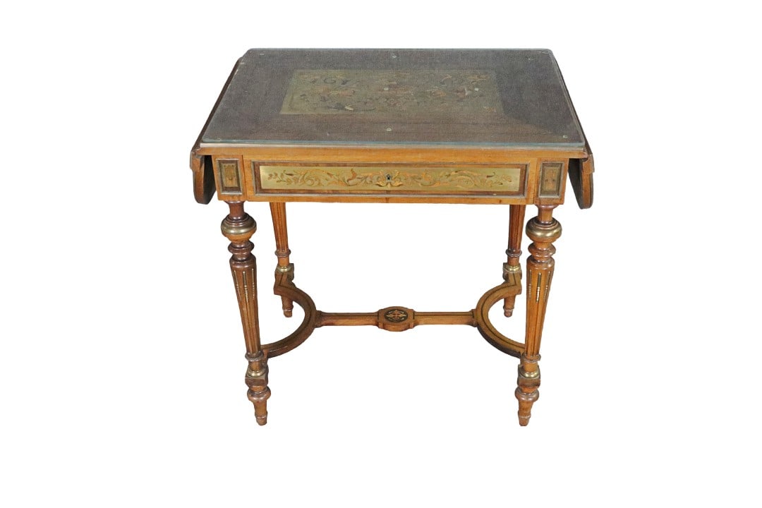 BRASS INLAID 1 DRAWER CENTER TABLE (1 of 15)