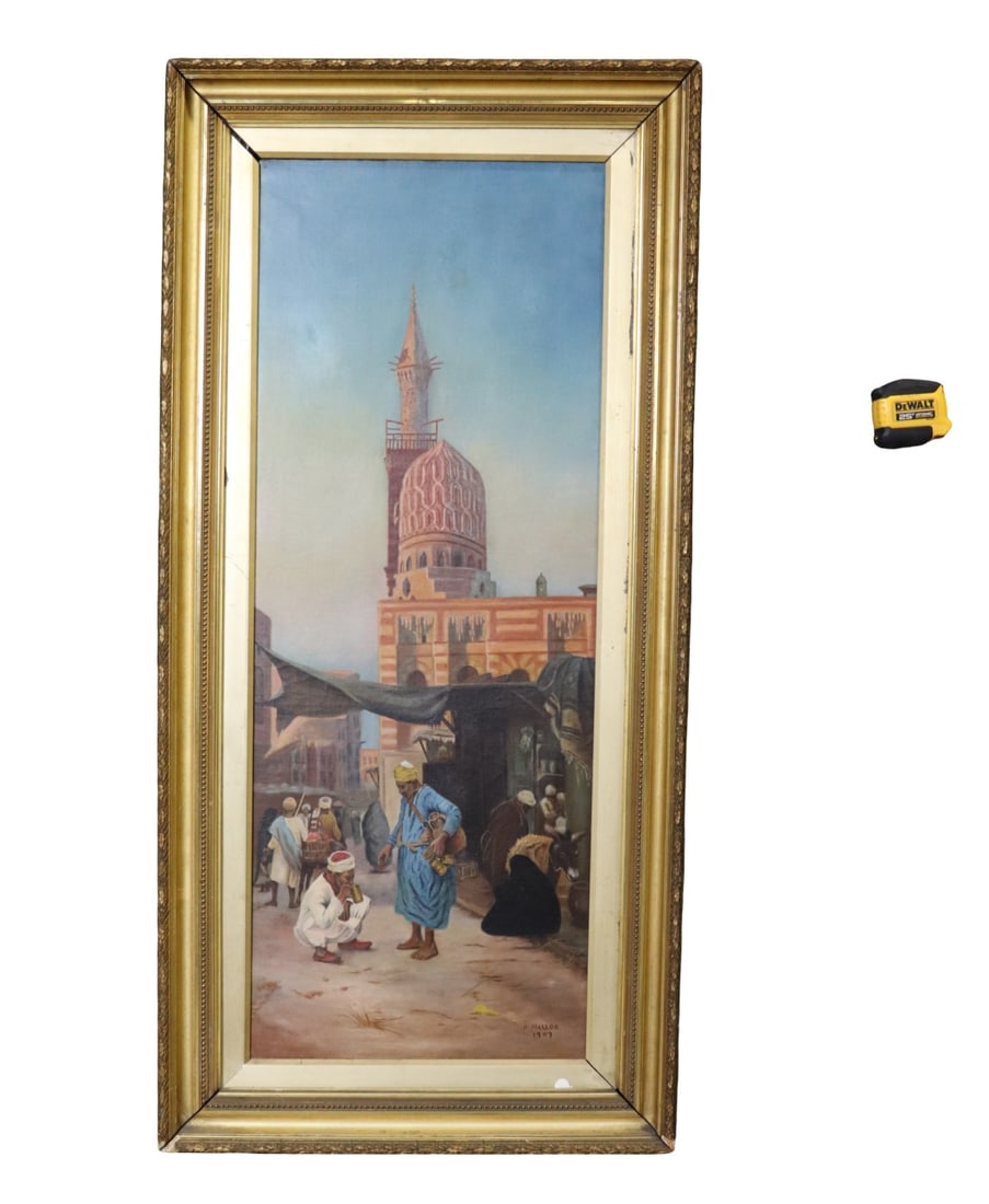 SIGNED H.MELLOR OIL PAINTING MIDDLE EASTERN SCENE (1 of 17)
