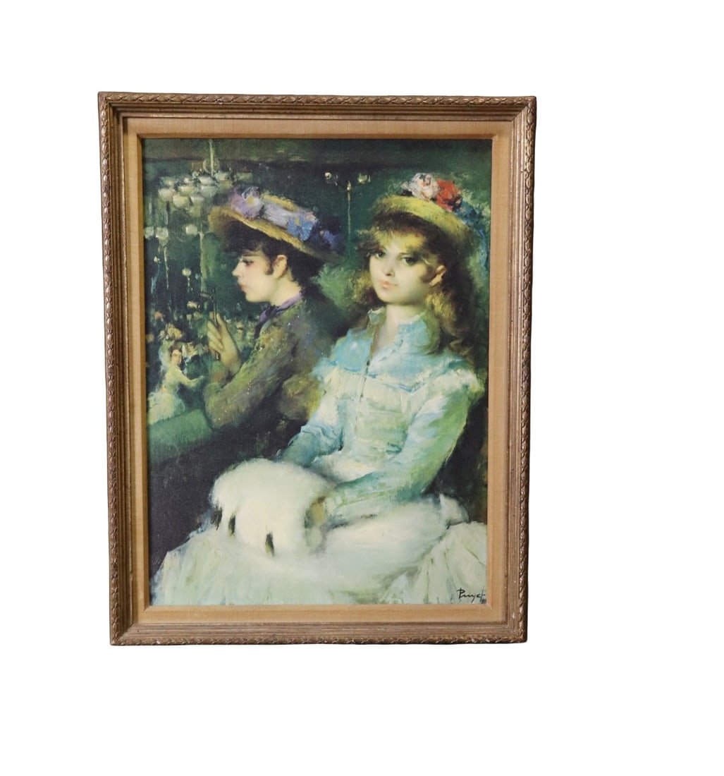 ILLEGIBLY SIGNED OIL PAINTING 2 LADIES (1 of 9)