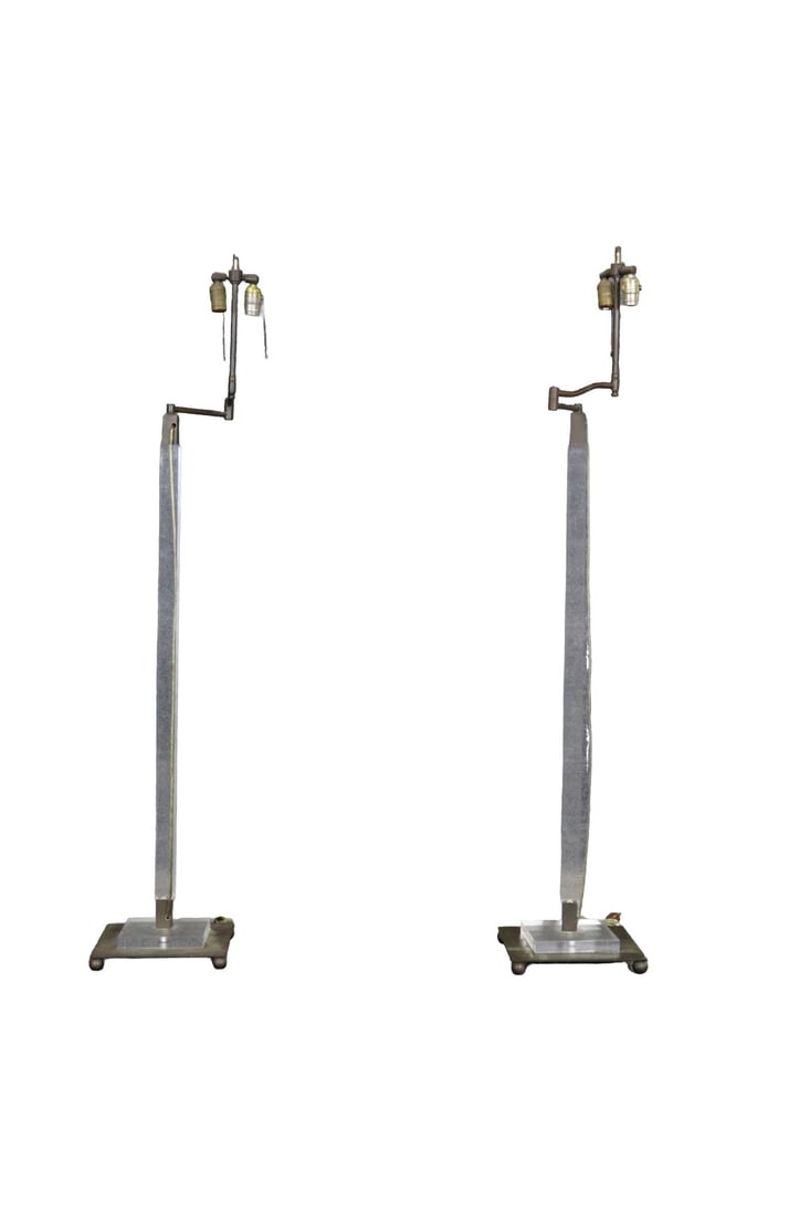 PAIR LUCITE & BRASS FLOOR LAMPS (1 of 10)