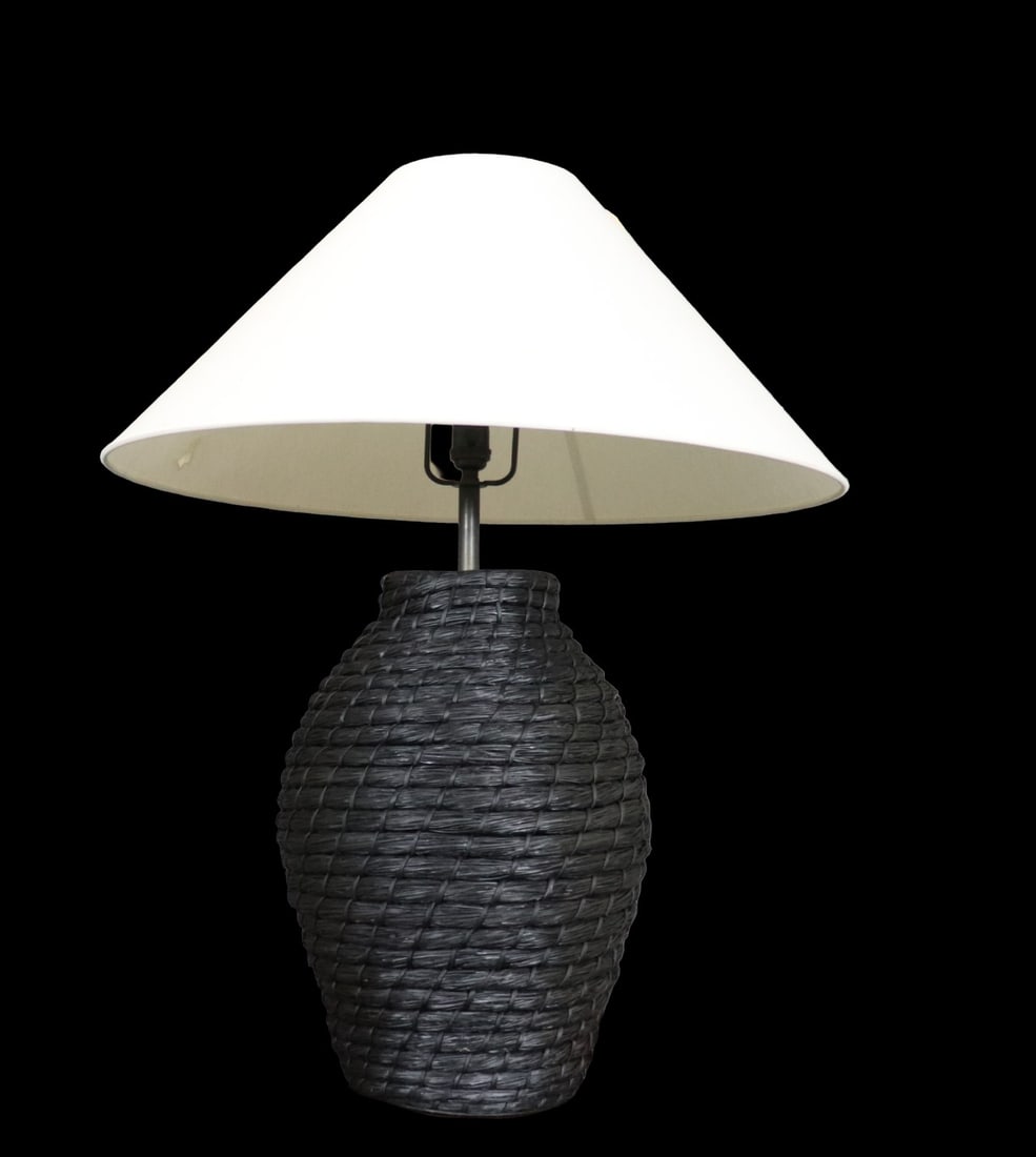 SIGNED RALPH LAUREN RATTAN TABLE LAMP (1 of 9)