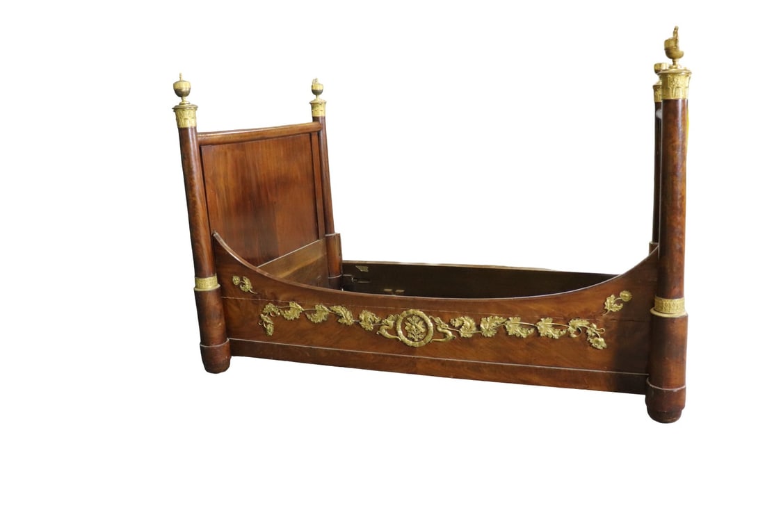 19TH C FRENCH EMPIRE BRONZE MOUNTED DAY BED (1 of 14)