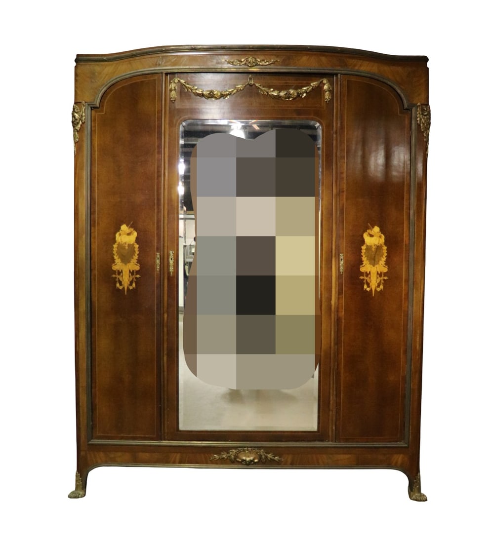 LARGE 3 DOOR BRONZE MOUNTED ARMOIRE (1 of 13)